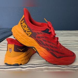 Hoka Red and Orange Running Shoes